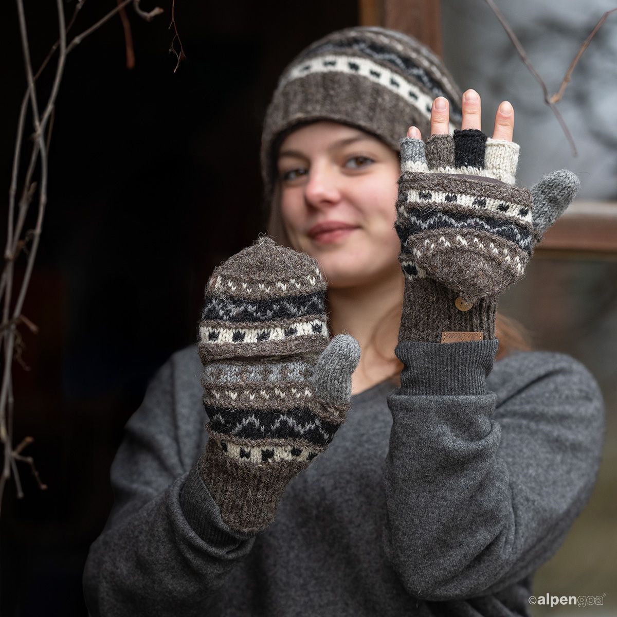 Klapphandschuhe Violetta Tragebeispiel